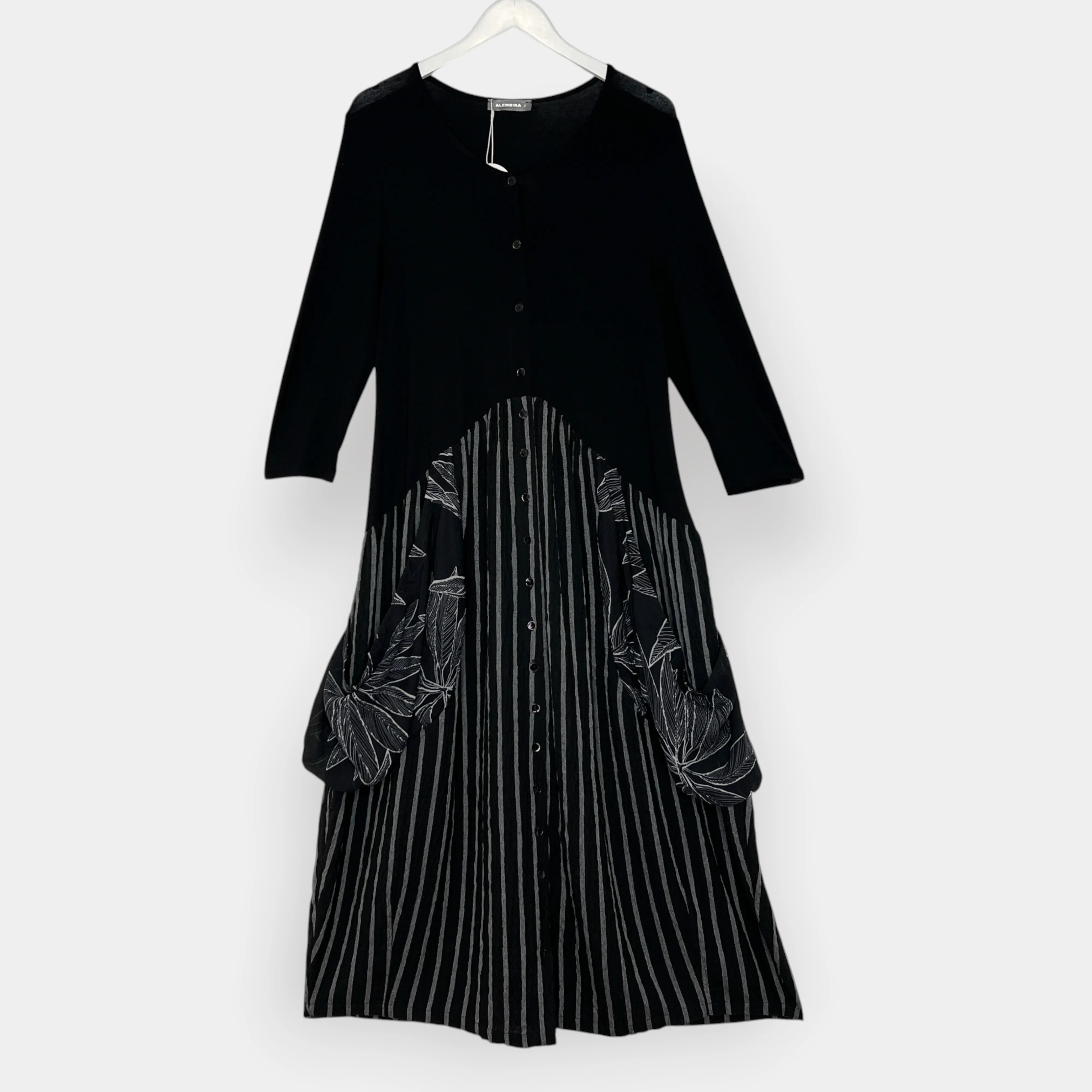 Alembika Black Jersey Pocket Swing Dress Medium 2 ~ AU12