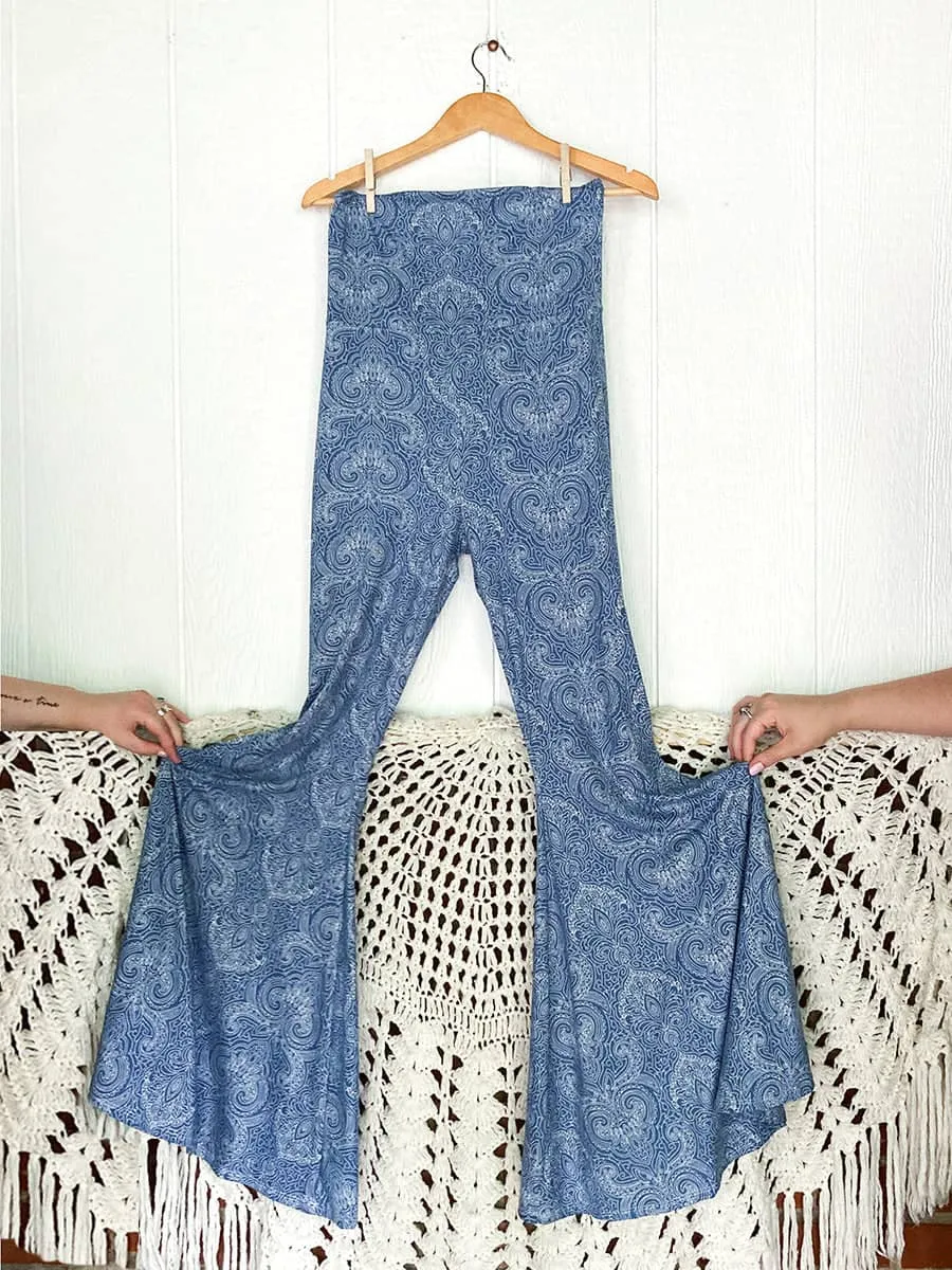 Buttery Knit Extreme Bells in Dusty Blue Paisley