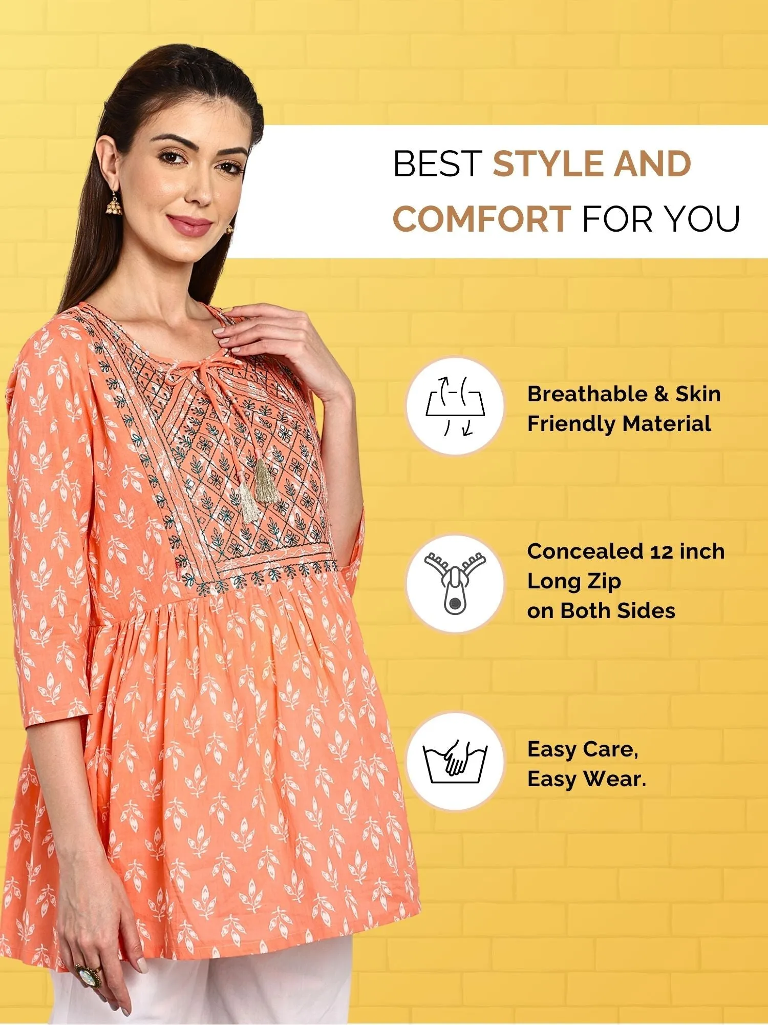 Cantaloupe Long Maternity & Feeding Top