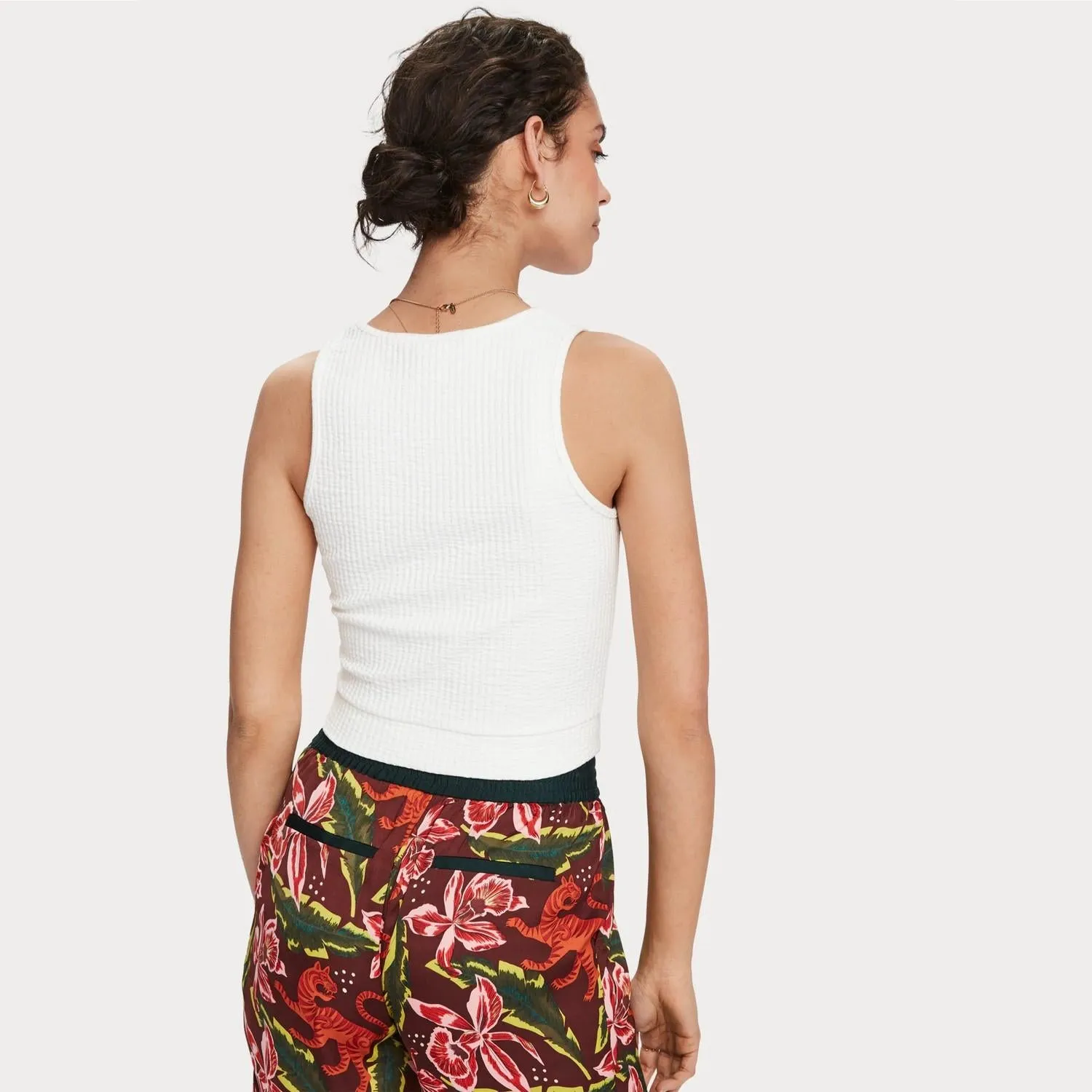 Cropped Seersucker Tank Top