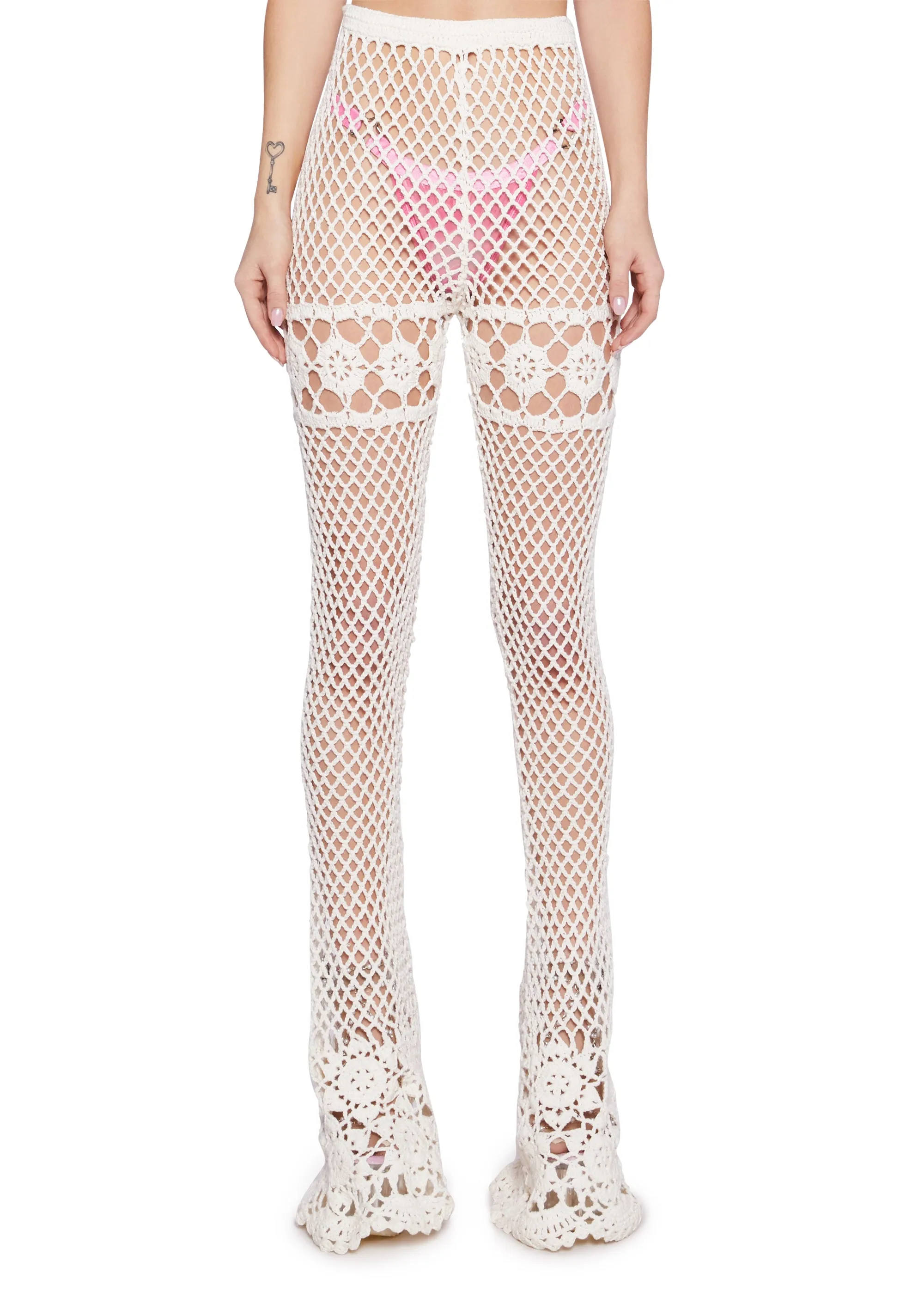 Dream Away Crochet Bell Bottoms - White