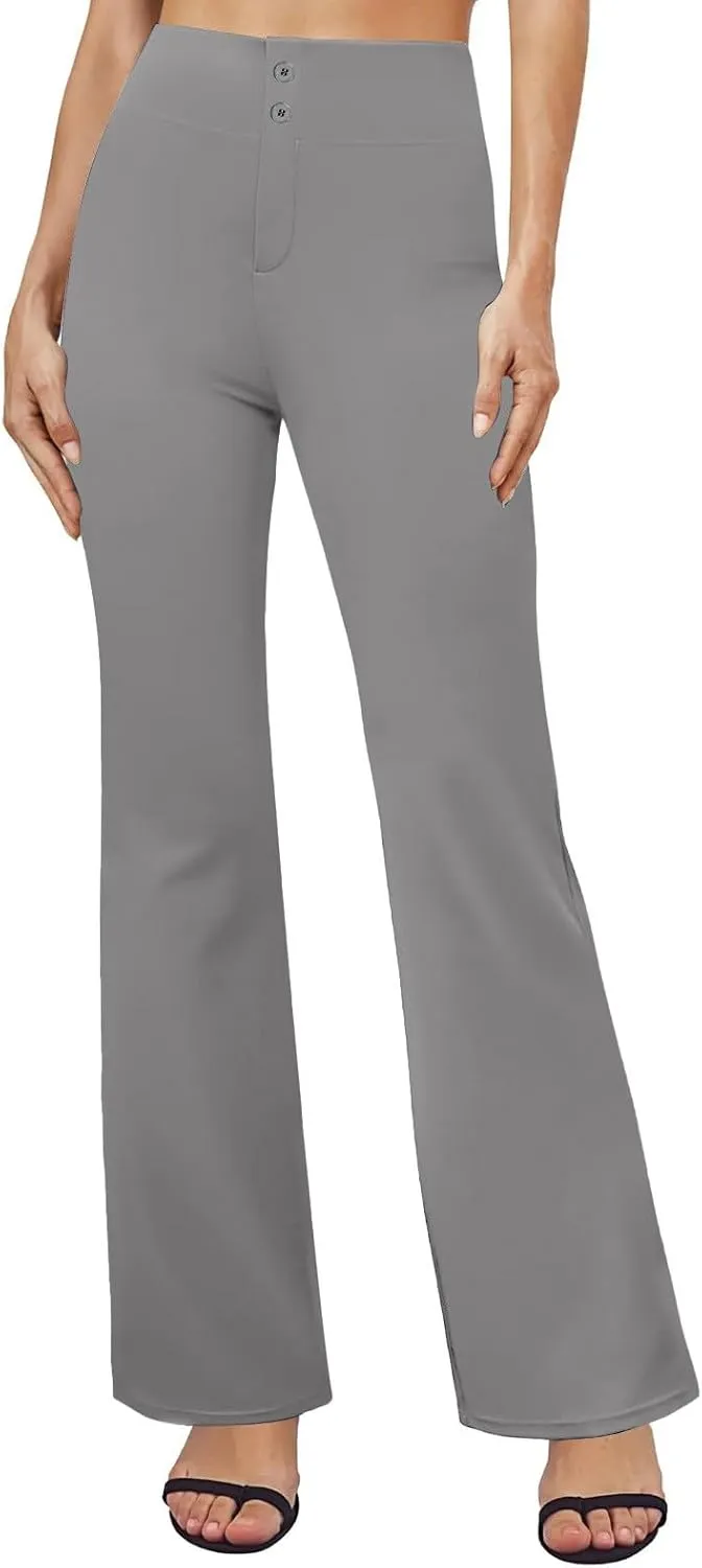 Dress Pants Women High Waist Stretchy Business Office Boho Pants Comfy Fashion Palazzo Wied Leg Work Casual Slacks