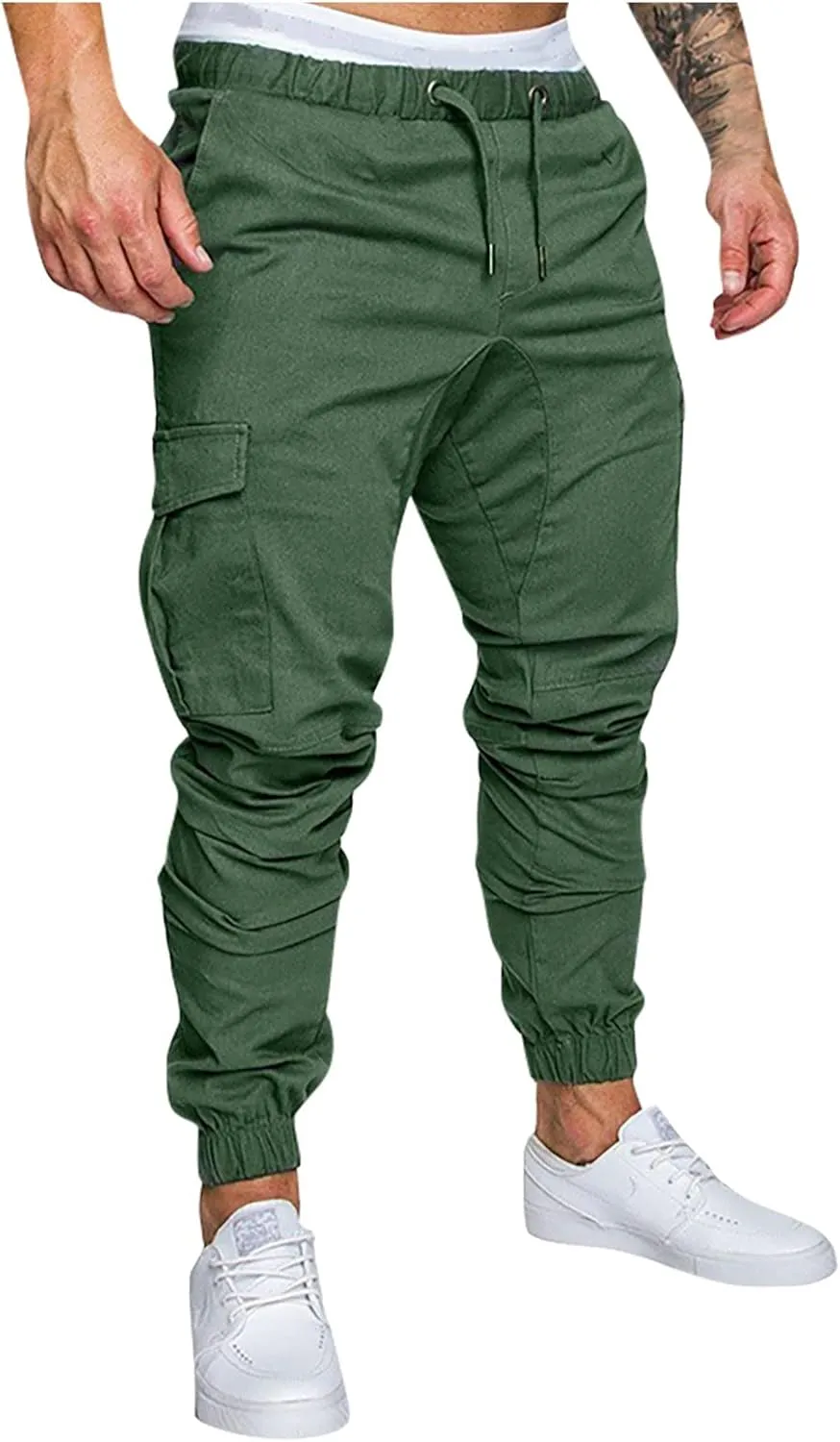 Dudubaby Mens Pants Casual Men's Overalls Drawstring Multi Pocket Casual Pants Hiking Pants Cotton Twill Pants
