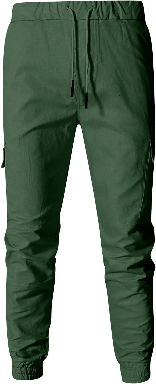 Dudubaby Mens Pants Casual Men's Overalls Drawstring Multi Pocket Casual Pants Hiking Pants Cotton Twill Pants