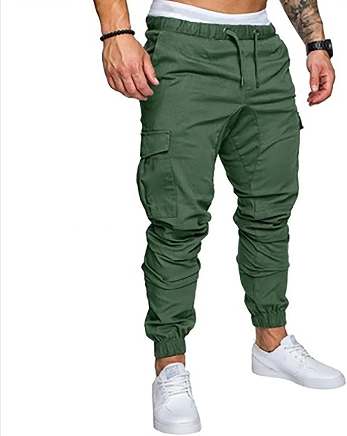 Dudubaby Mens Pants Casual Men's Overalls Drawstring Multi Pocket Casual Pants Hiking Pants Cotton Twill Pants