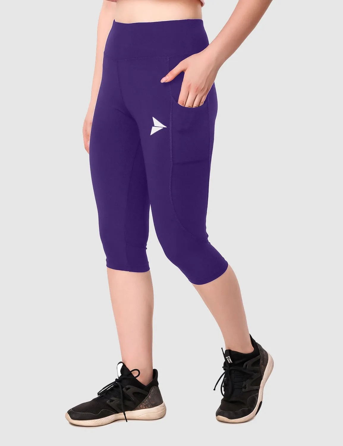 Fitinc Violet Capri for Women with Mobile Pockets