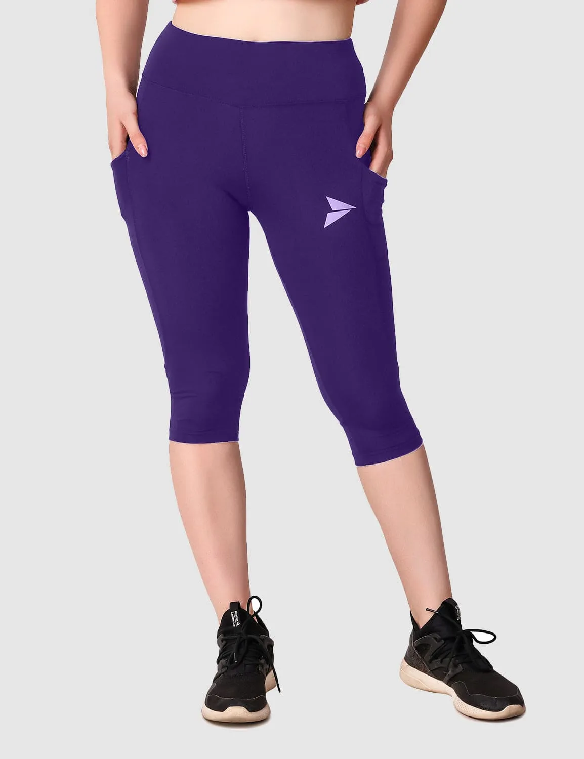 Fitinc Violet Capri for Women with Mobile Pockets