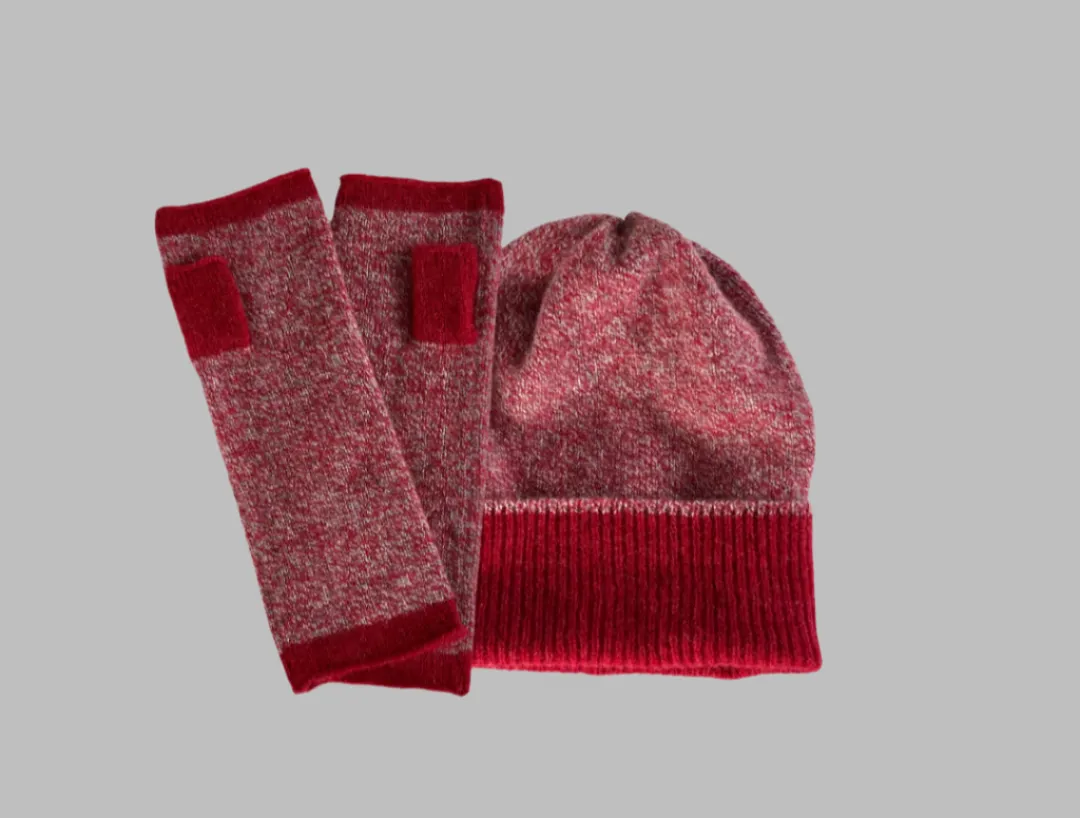 Gift set- Hat and mittens soft marled merino lambswool