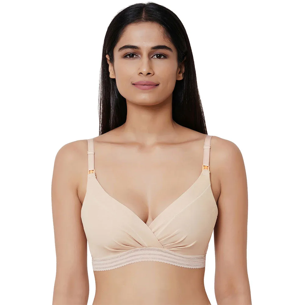 La Vigne Padded Non-Wired 3/4th Cup Medium coverage Maternity Bra - Beige