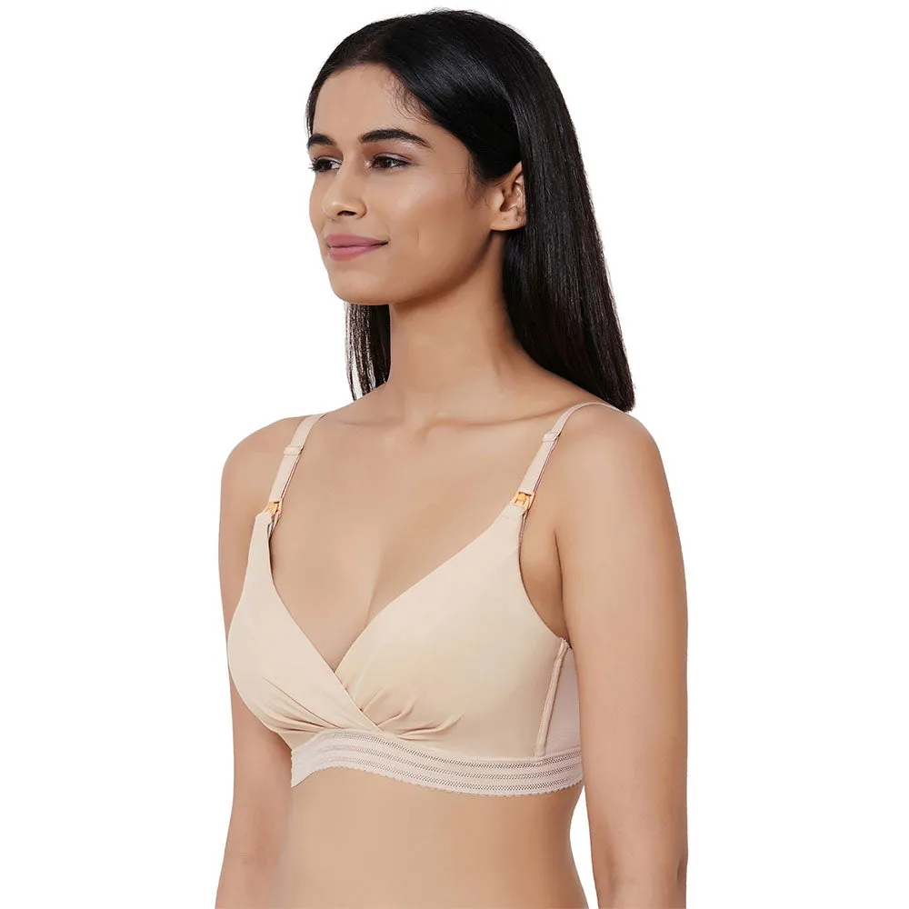 La Vigne Padded Non-Wired 3/4th Cup Medium coverage Maternity Bra - Beige