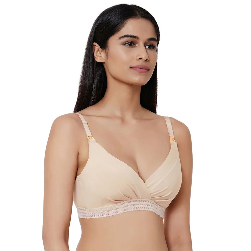La Vigne Padded Non-Wired 3/4th Cup Medium coverage Maternity Bra - Beige