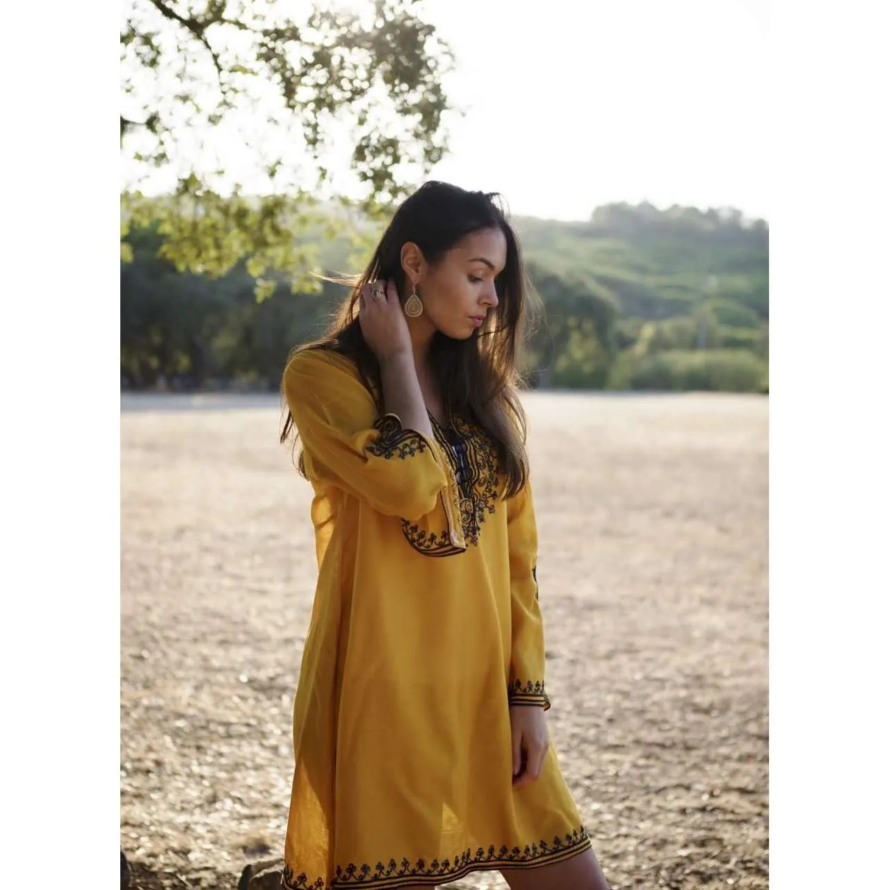 Mustard Yellow Nadia Tunic Dress - Moroccan Tunic