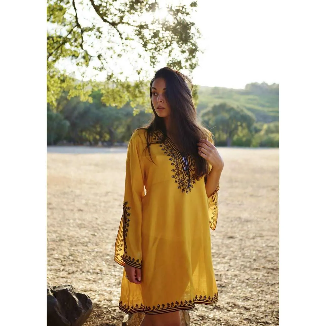 Mustard Yellow Nadia Tunic Dress - Moroccan Tunic