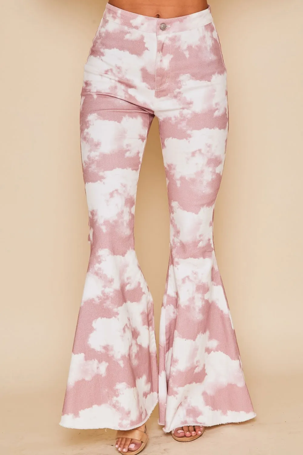 Peach Love The Claudia Cloud Bell Bottom In Mauve And Ivory
