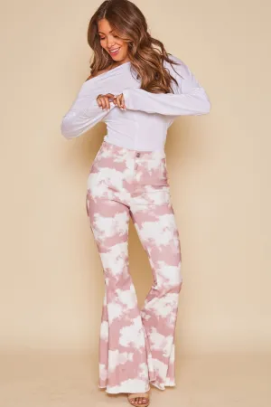 Peach Love The Claudia Cloud Bell Bottom In Mauve And Ivory