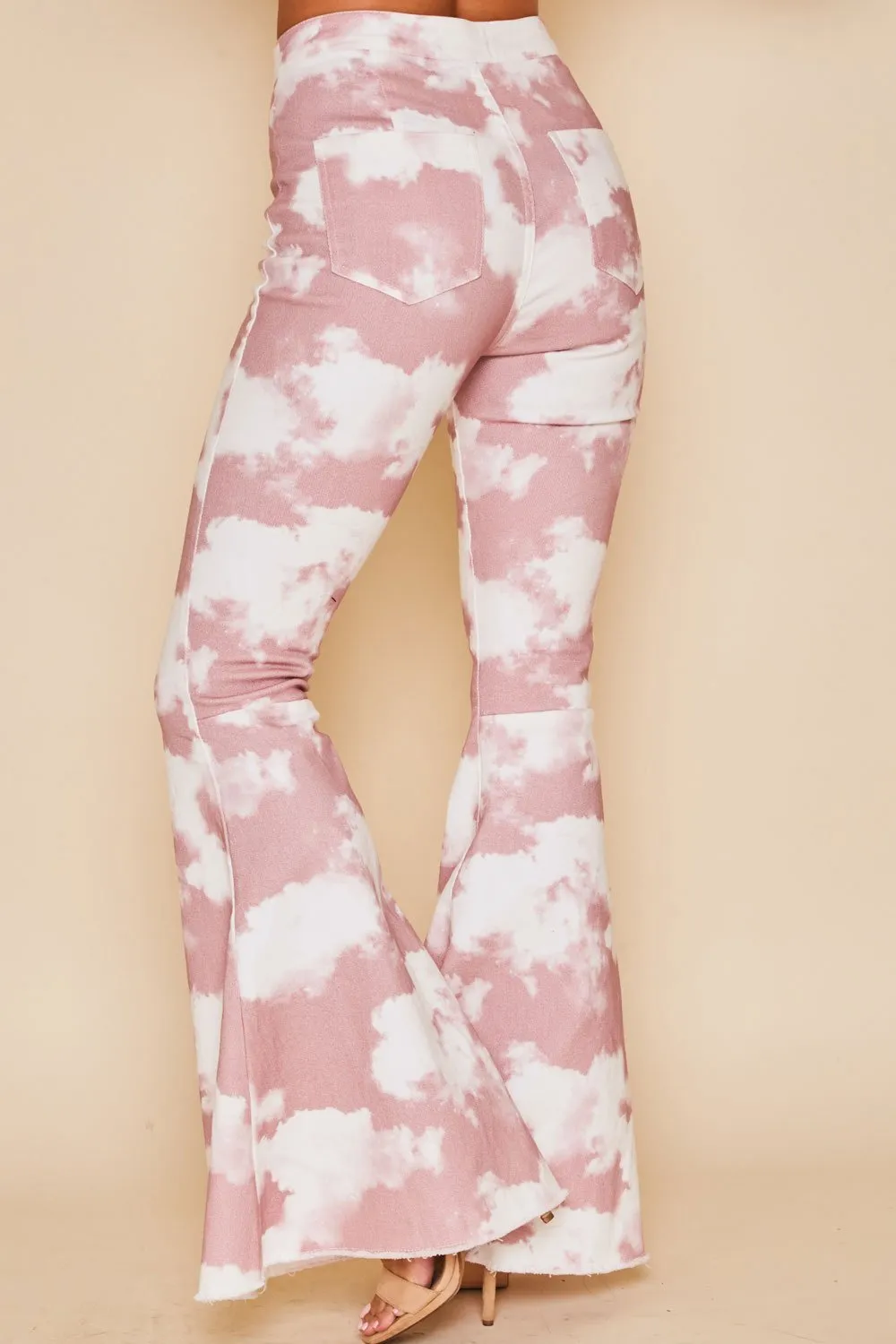 Peach Love The Claudia Cloud Bell Bottom In Mauve And Ivory