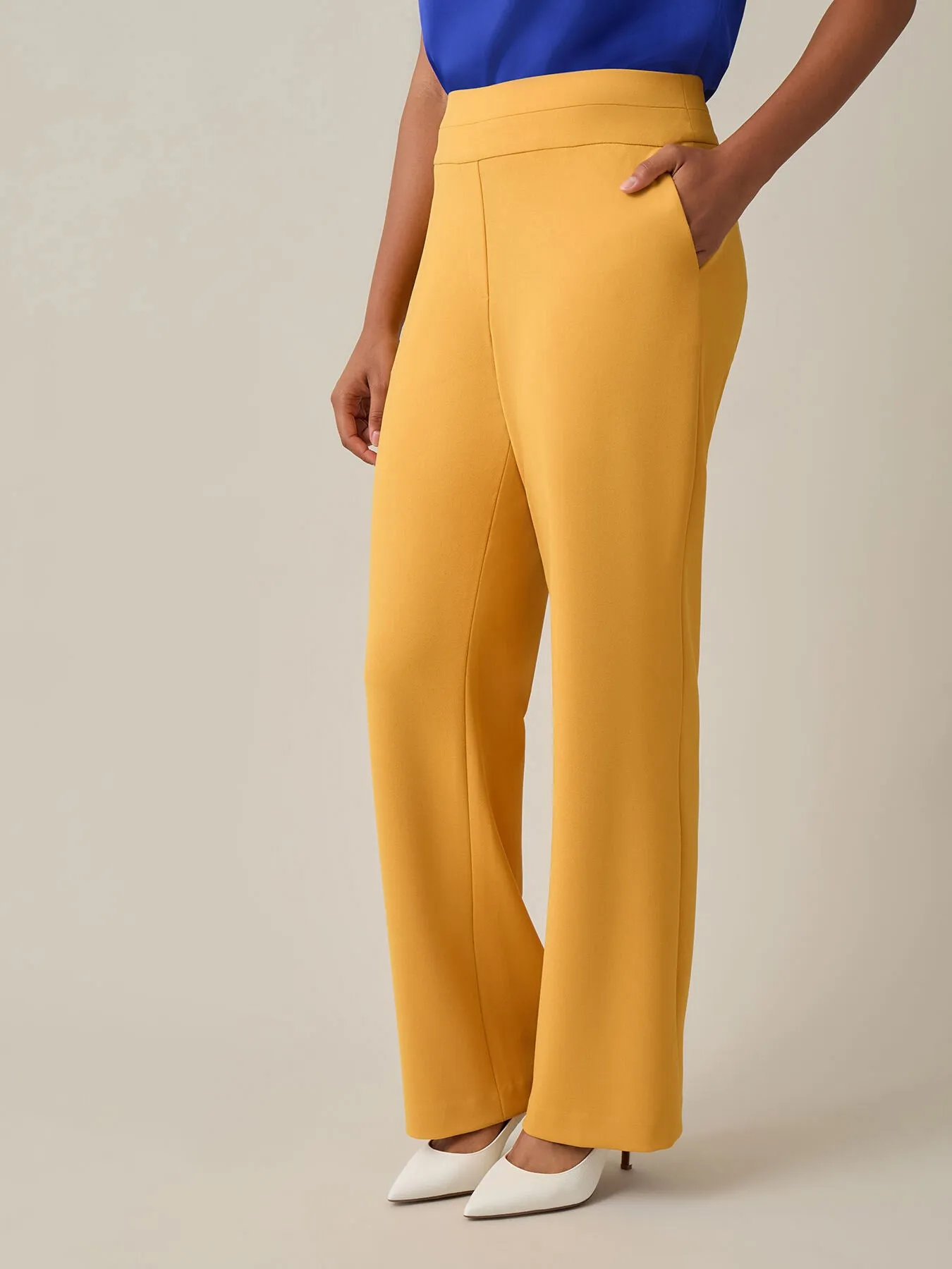 Pull-On Wide Leg Pants, Gold Signature