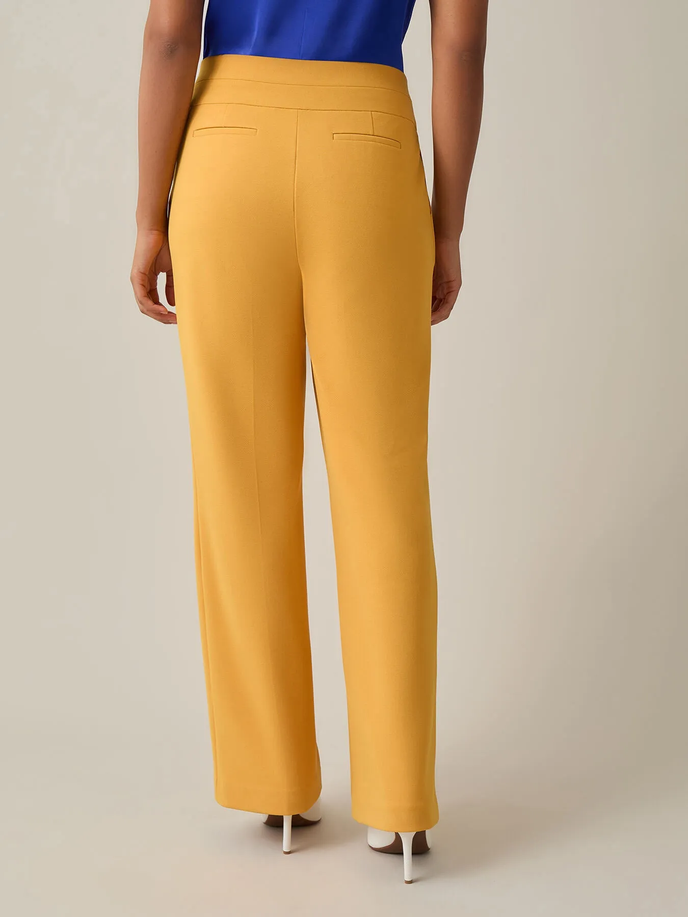 Pull-On Wide Leg Pants, Gold Signature