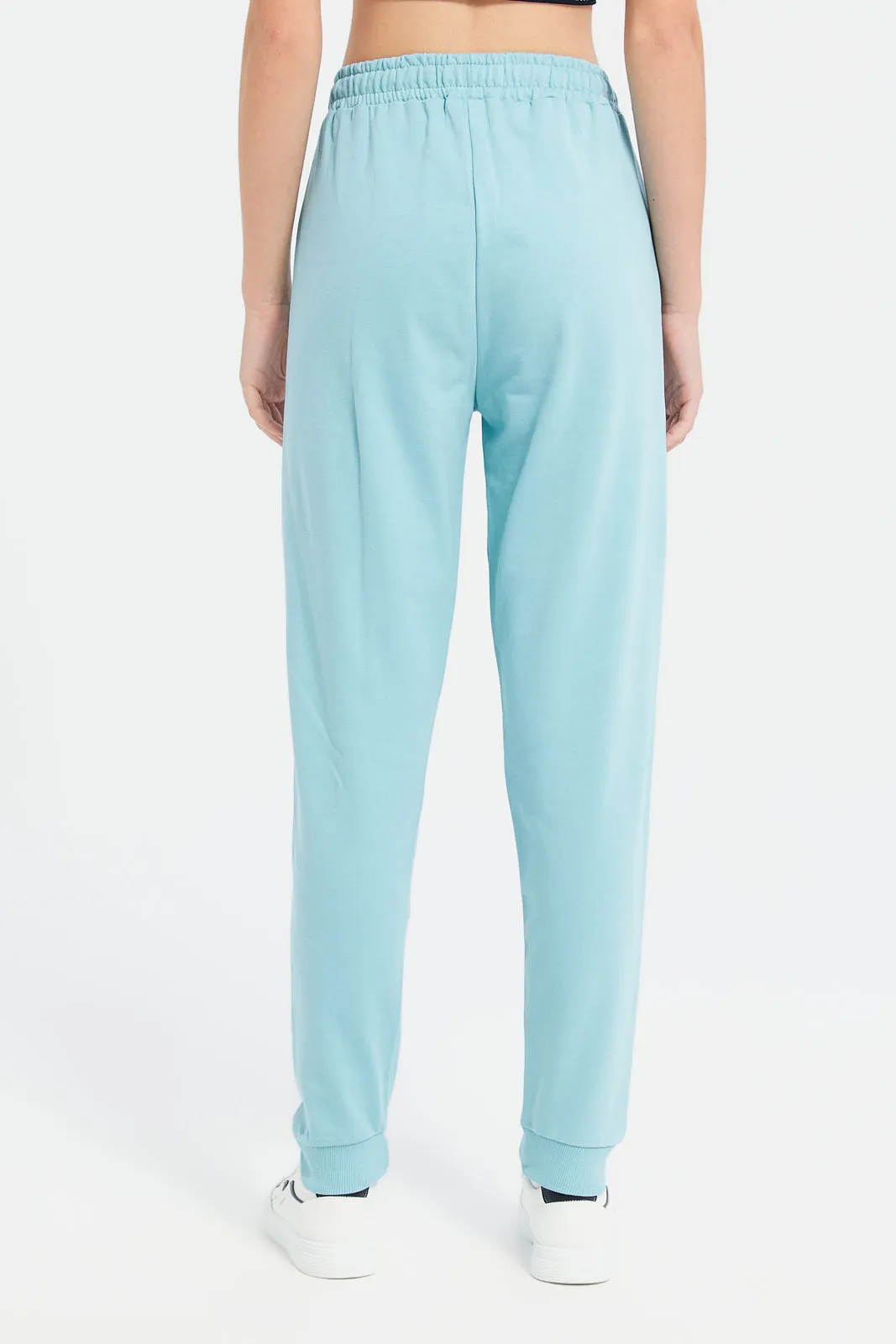 Senior Girls Teal Printed Track Pants