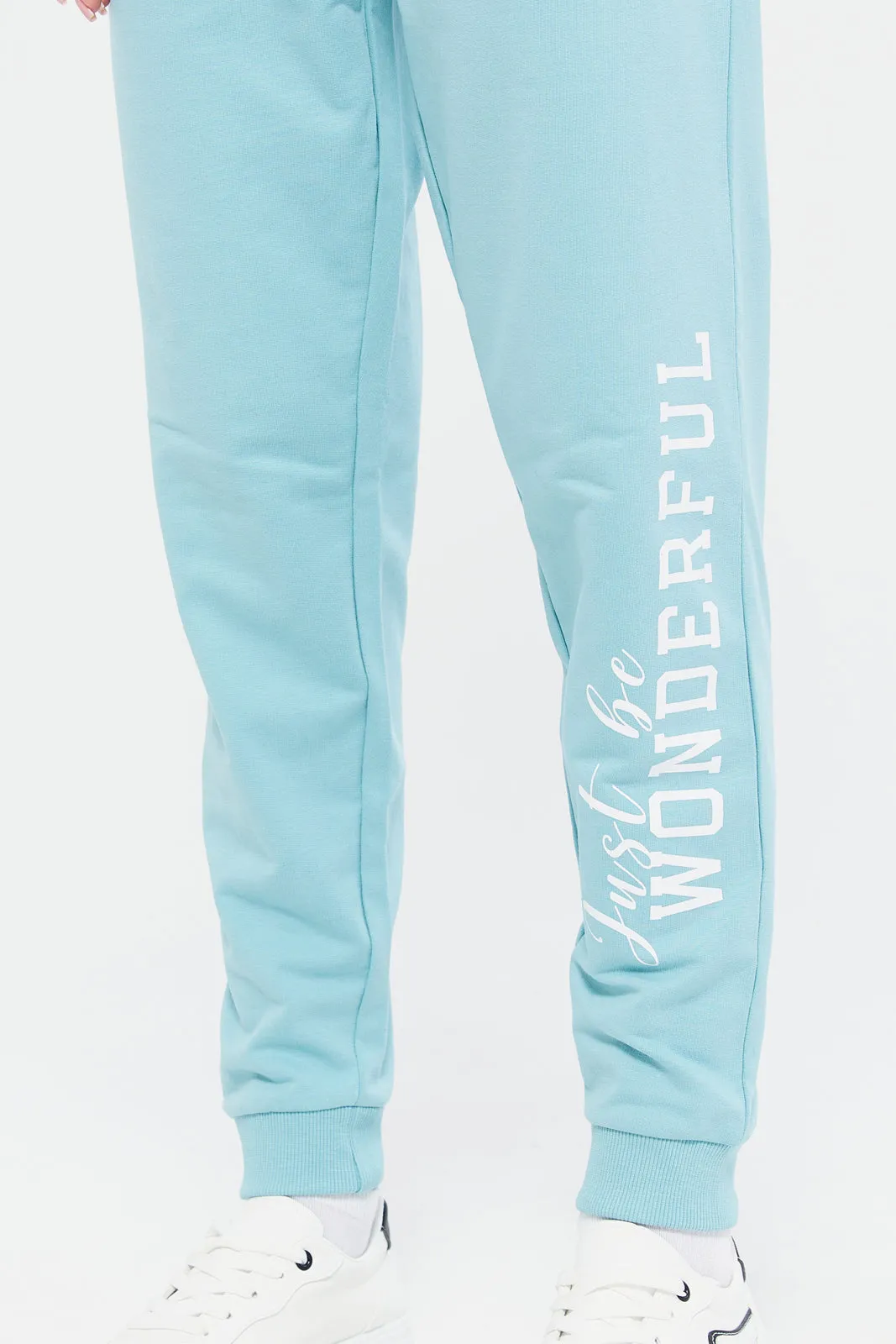 Senior Girls Teal Printed Track Pants