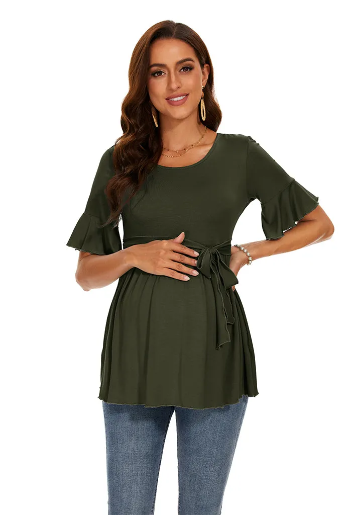 Smallshow Ruffle Tie Front Maternity Top