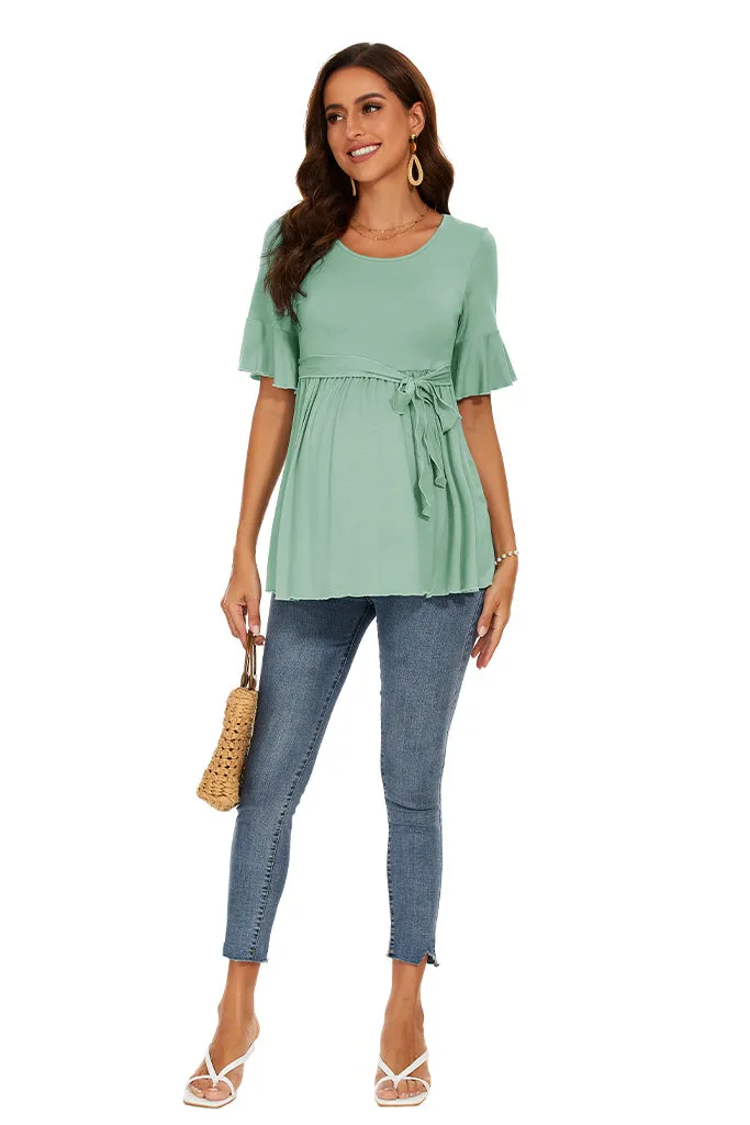 Smallshow Ruffle Tie Front Maternity Top