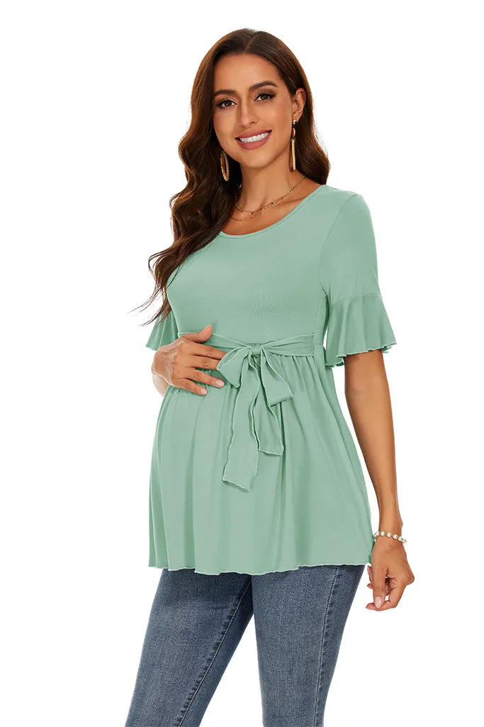 Smallshow Ruffle Tie Front Maternity Top