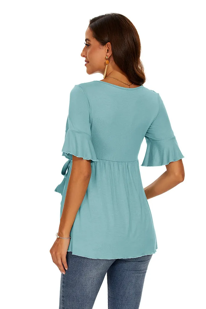 Smallshow Ruffle Tie Front Maternity Top