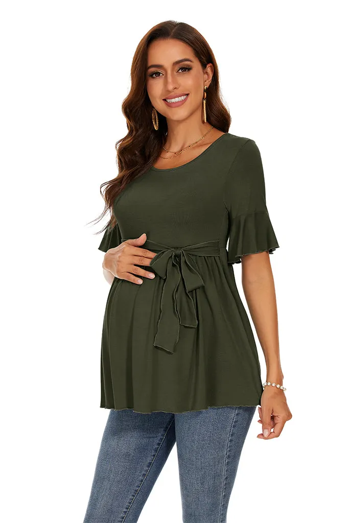 Smallshow Ruffle Tie Front Maternity Top
