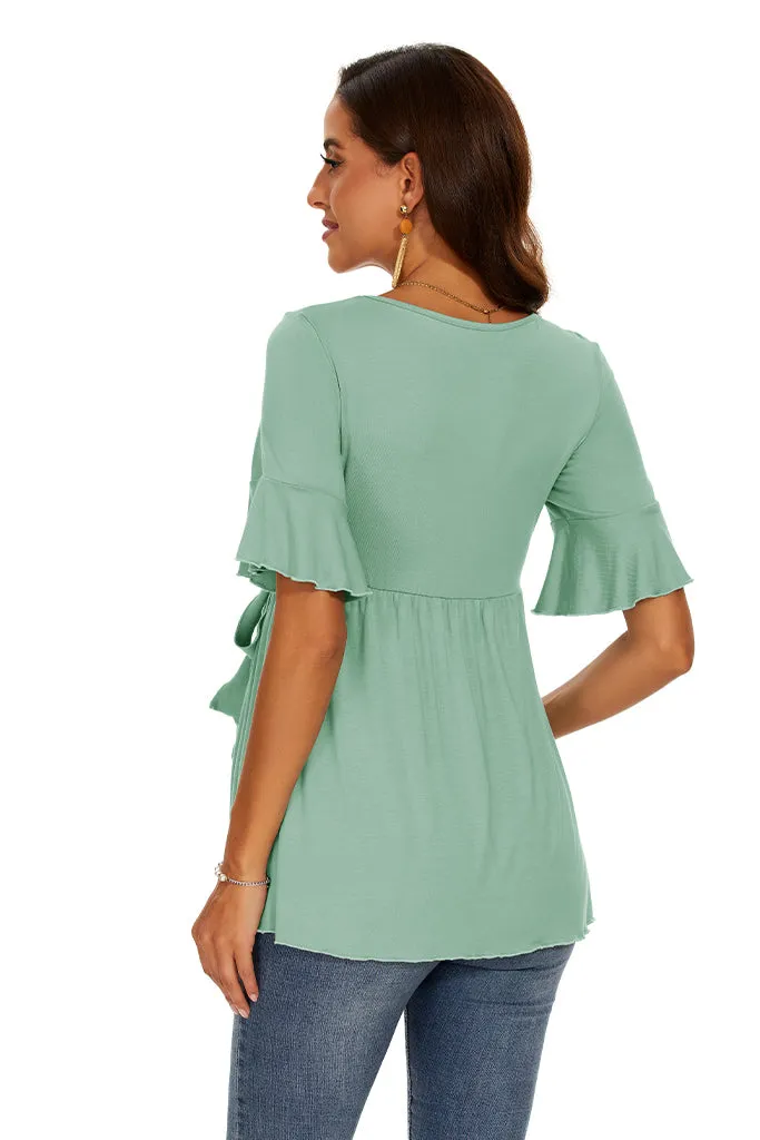 Smallshow Ruffle Tie Front Maternity Top