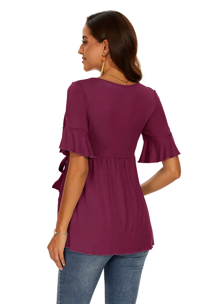 Smallshow Ruffle Tie Front Maternity Top