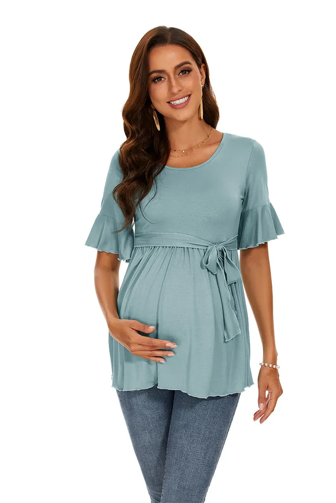Smallshow Ruffle Tie Front Maternity Top