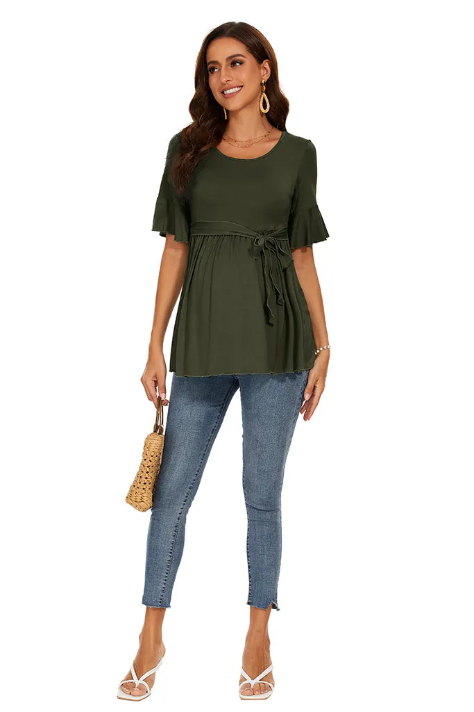 Smallshow Ruffle Tie Front Maternity Top