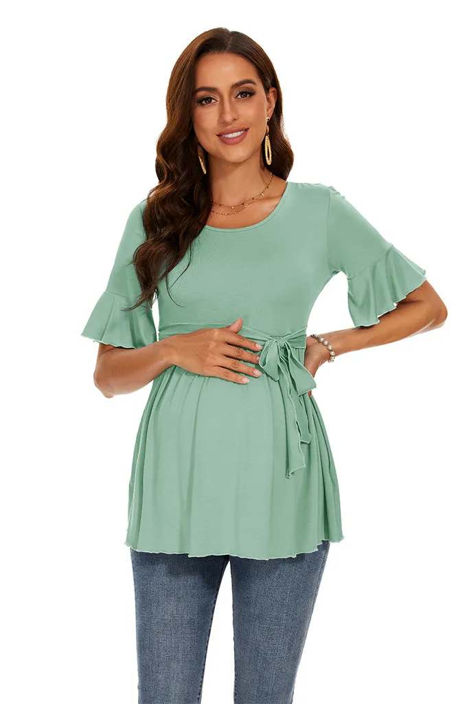 Smallshow Ruffle Tie Front Maternity Top