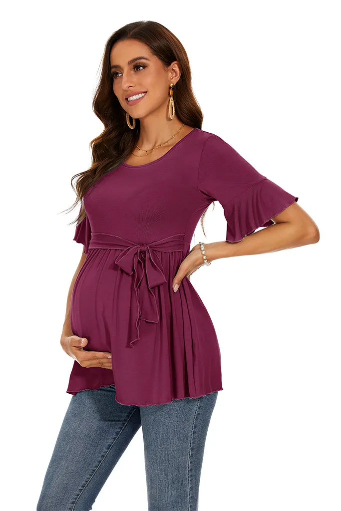 Smallshow Ruffle Tie Front Maternity Top