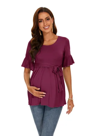 Smallshow Ruffle Tie Front Maternity Top