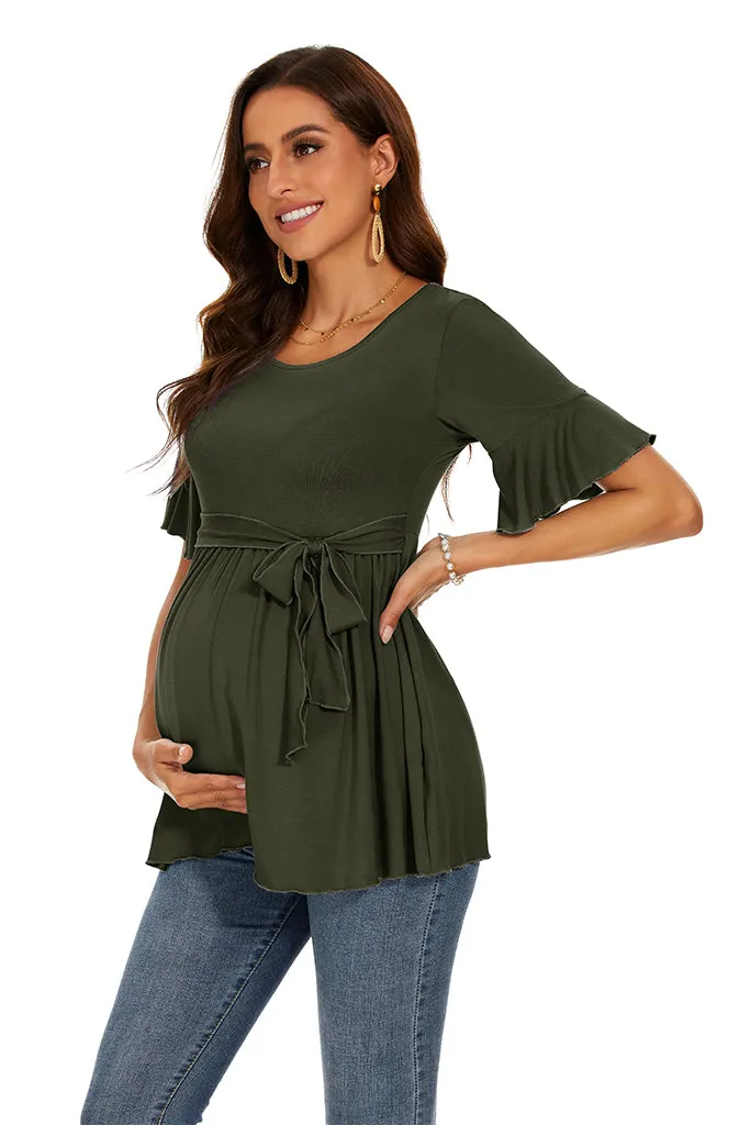 Smallshow Ruffle Tie Front Maternity Top