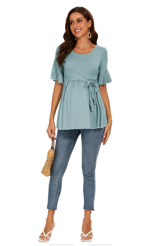 Smallshow Ruffle Tie Front Maternity Top