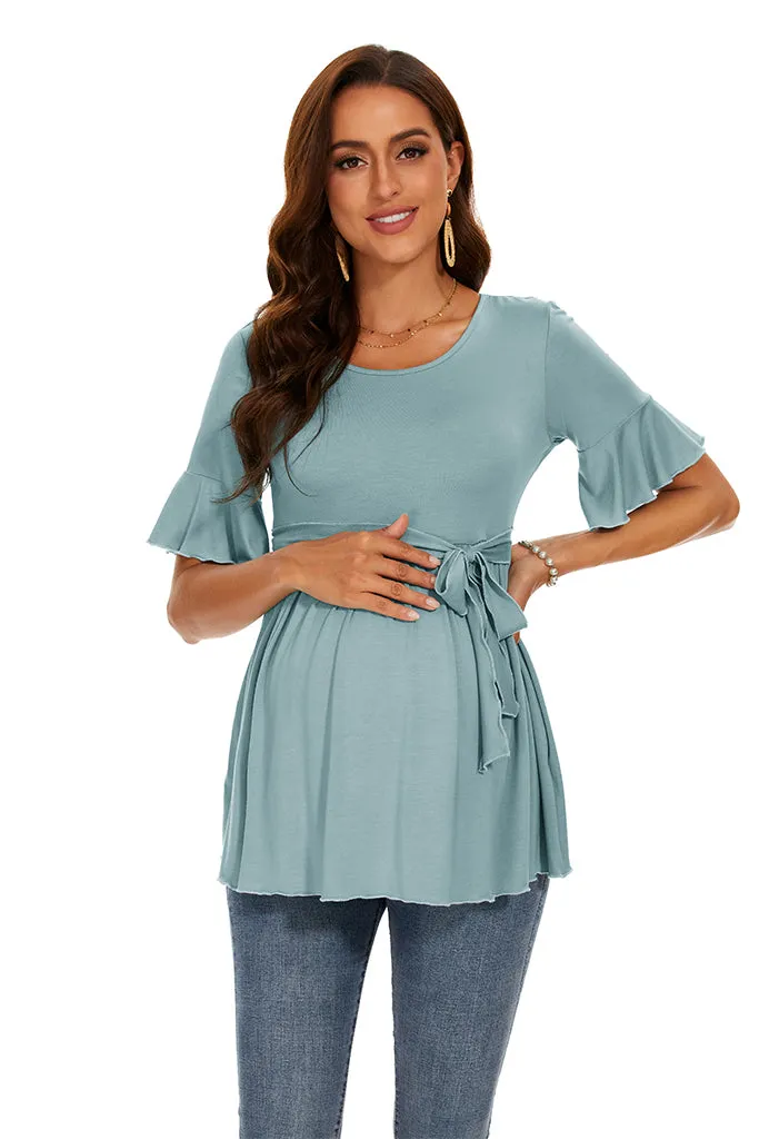 Smallshow Ruffle Tie Front Maternity Top