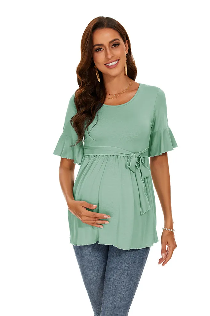 Smallshow Ruffle Tie Front Maternity Top