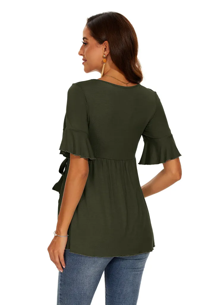 Smallshow Ruffle Tie Front Maternity Top