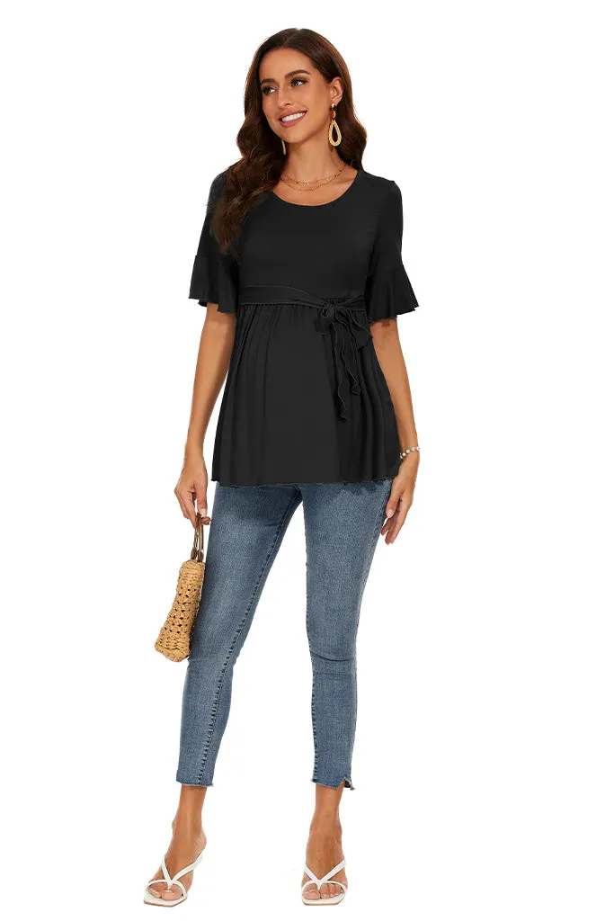 Smallshow Ruffle Tie Front Maternity Top