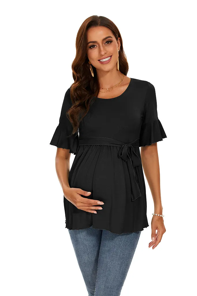 Smallshow Ruffle Tie Front Maternity Top