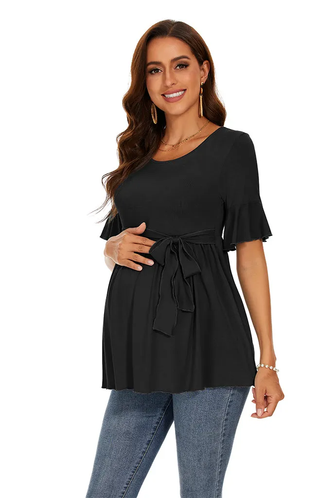 Smallshow Ruffle Tie Front Maternity Top
