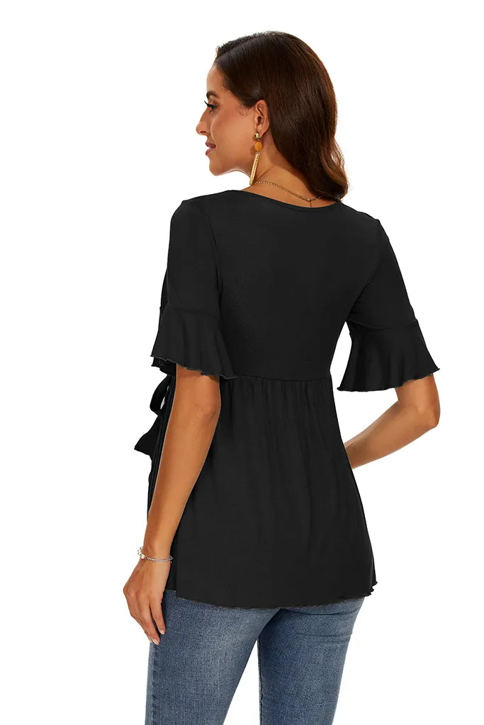 Smallshow Ruffle Tie Front Maternity Top