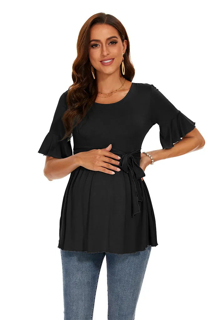 Smallshow Ruffle Tie Front Maternity Top