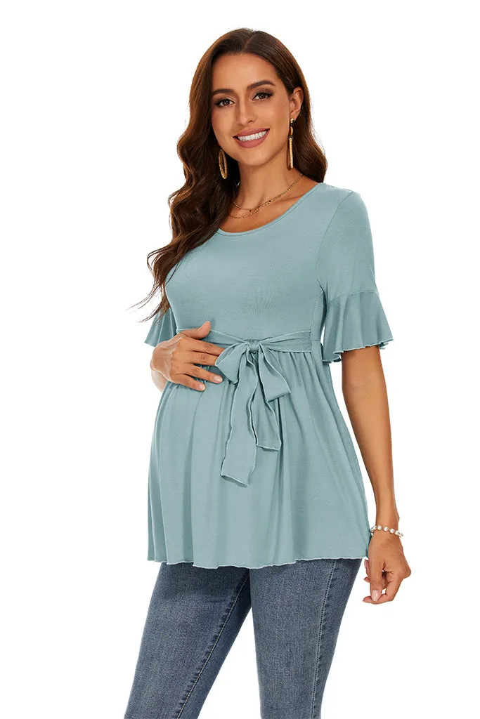 Smallshow Ruffle Tie Front Maternity Top