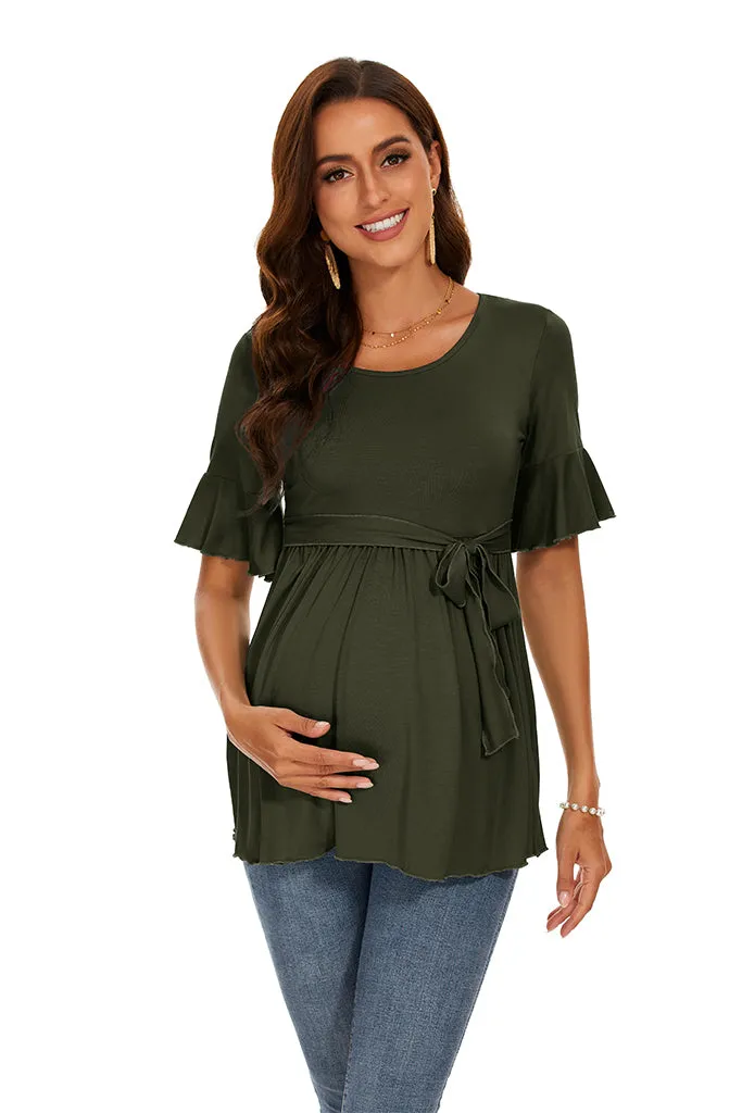 Smallshow Ruffle Tie Front Maternity Top