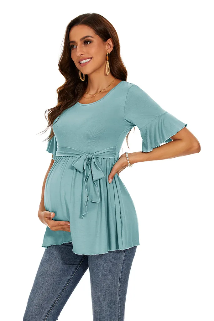 Smallshow Ruffle Tie Front Maternity Top