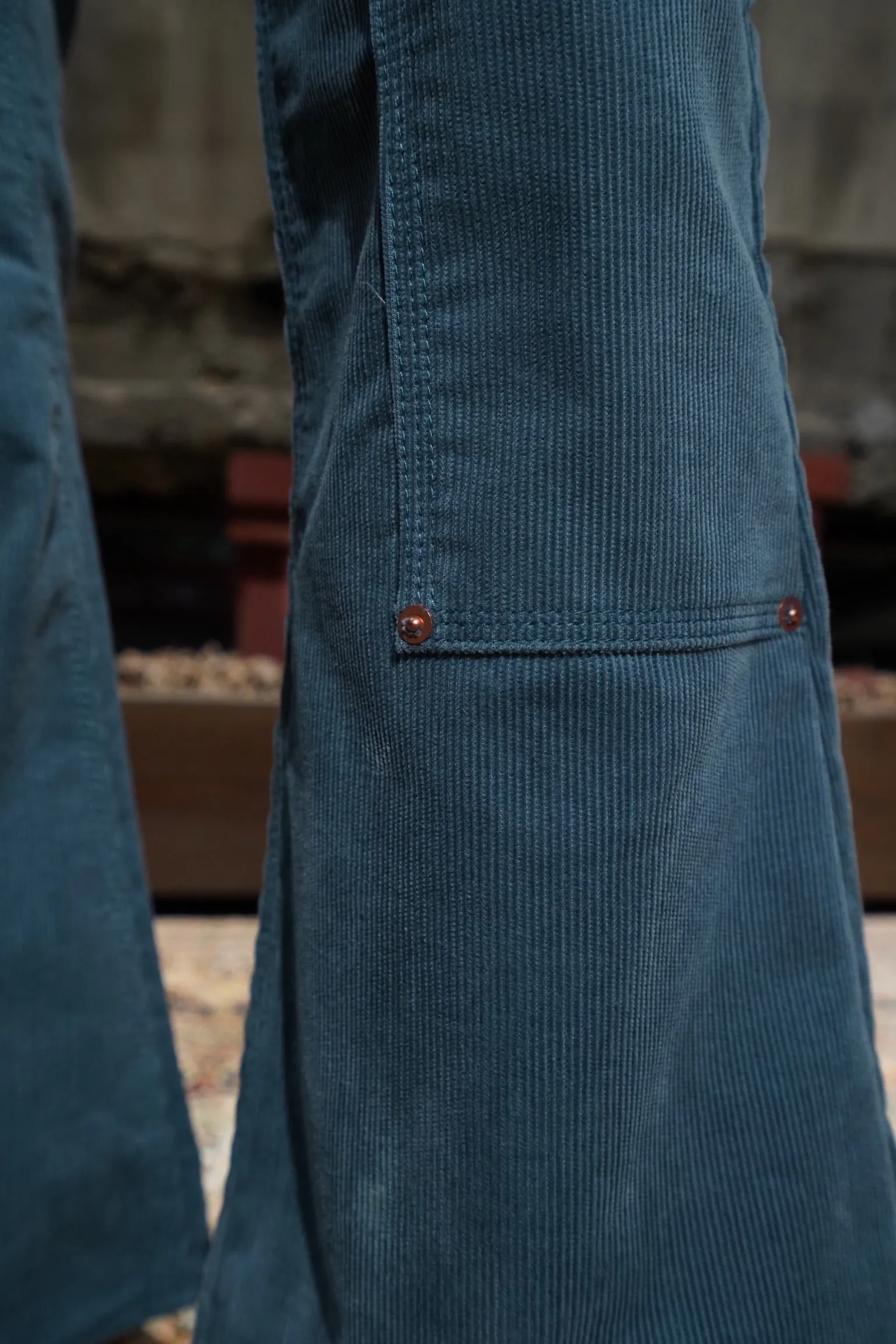 SUGARHILL CORDUROY BELL BOTTOM DEMIN PANTS (BLUE)